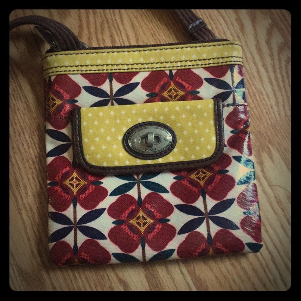 Fossil Flower Print Crossbody Purse